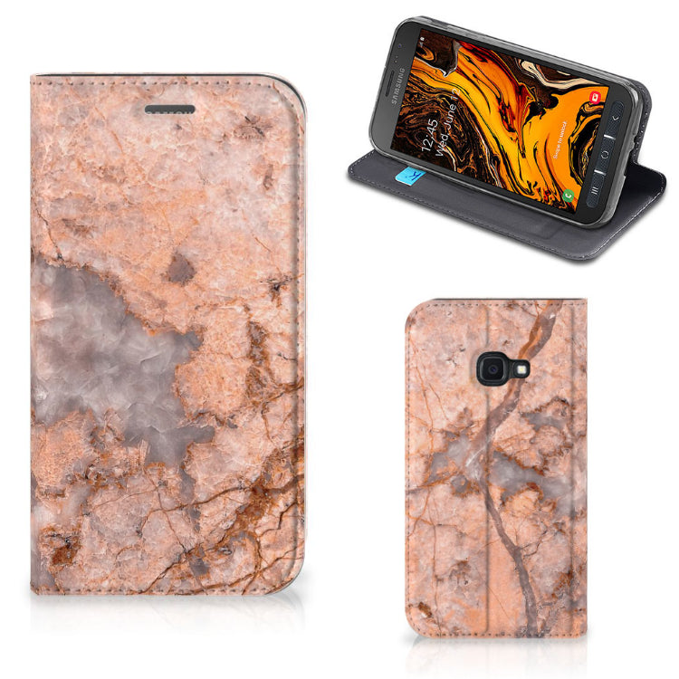 Samsung Galaxy Xcover 4s Standcase Marmer Oranje