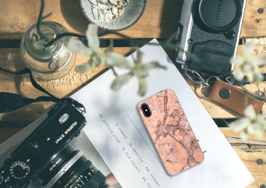 Apple iPhone X | Xs TPU Siliconen Hoesje Marmer Oranje