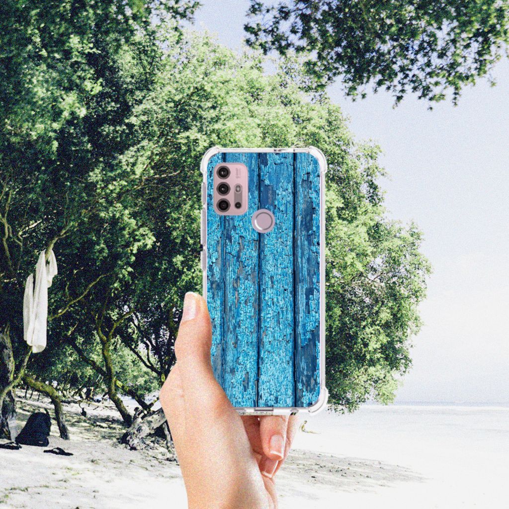 Motorola Moto G30 | G20 | G10 Stevig Telefoonhoesje Wood Blue B2C Telecom