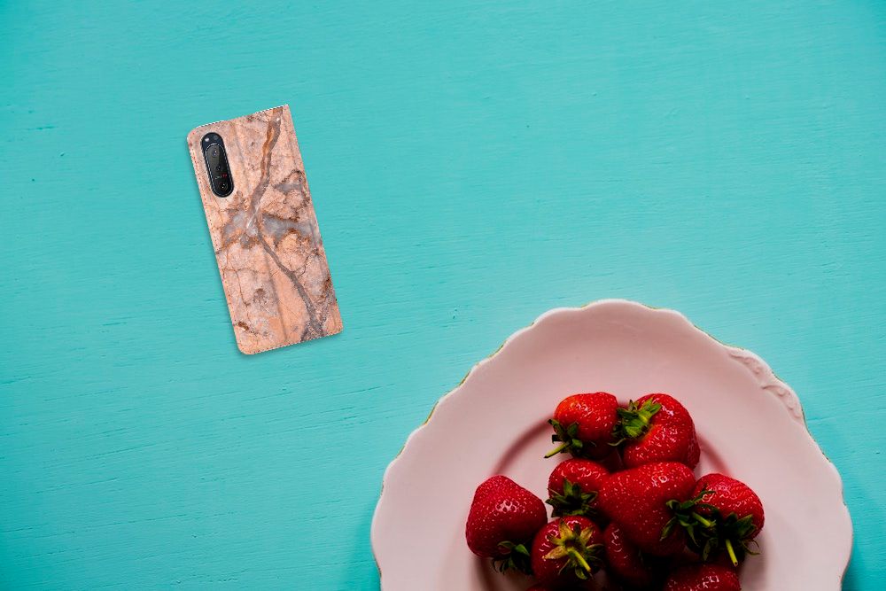 Sony Xperia 5 II Standcase Marmer Oranje - B2C Telecom