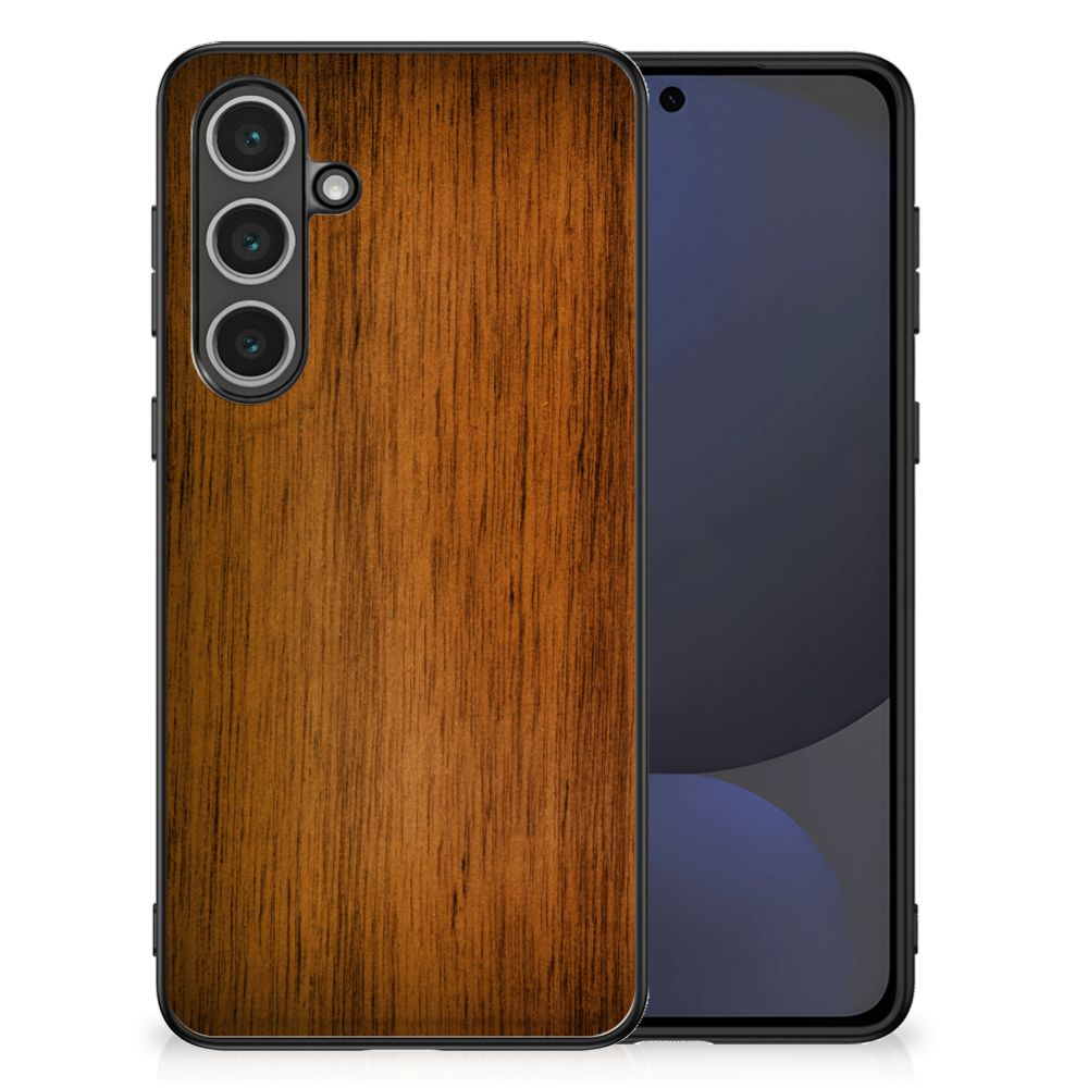 Samsung Galaxy S24 FE Houten Print Telefoonhoesje Donker Hout