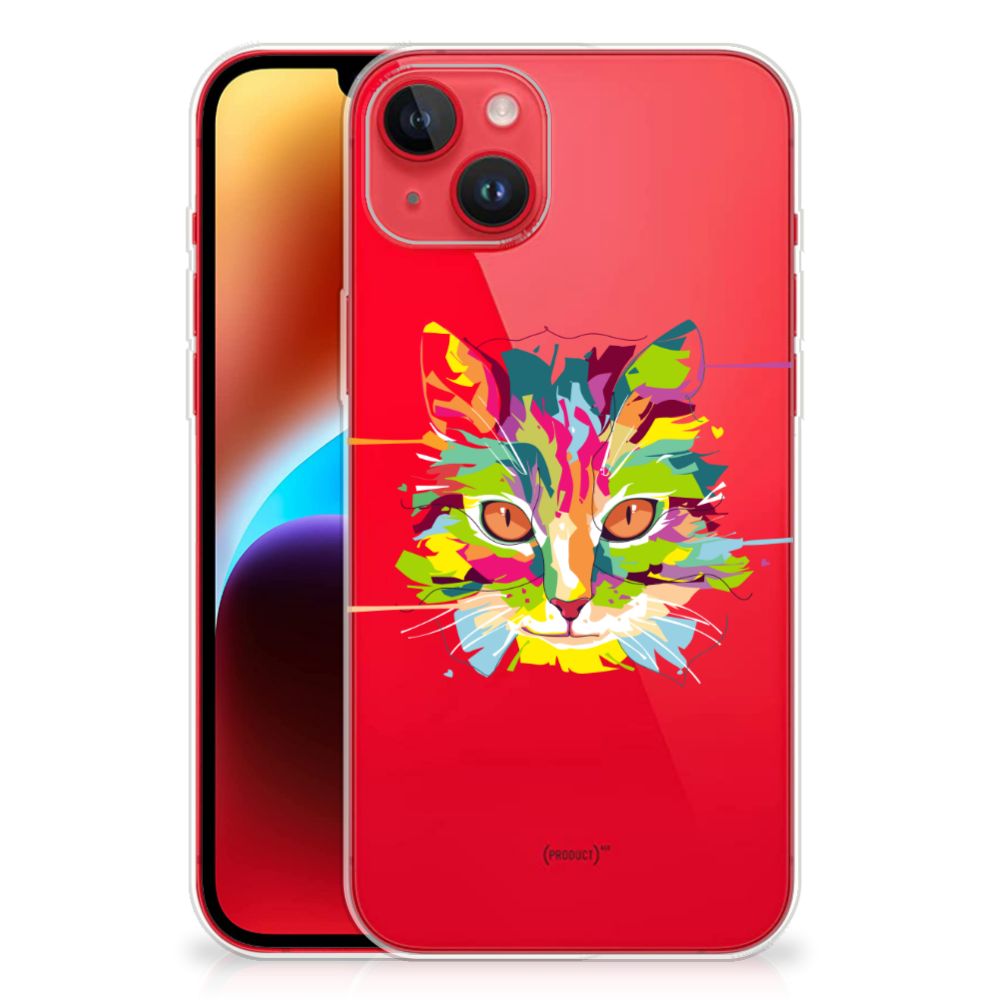iPhone 14 Plus Telefoonhoesje met Naam Cat Color