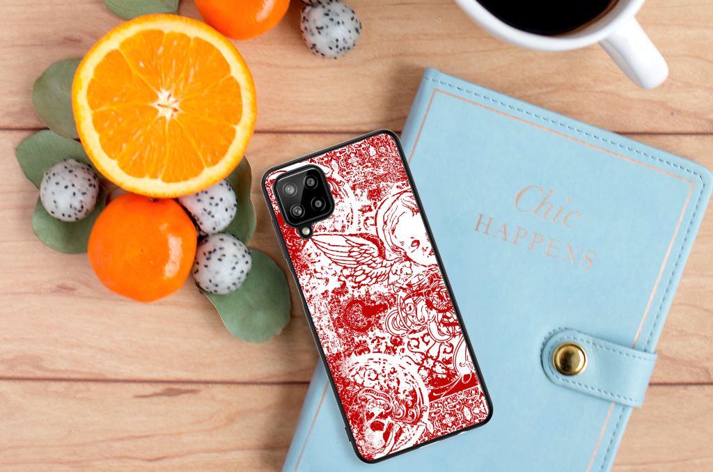 Telefoonhoesje Samsung Galaxy A12 Angel Skull Rood B2C Telecom