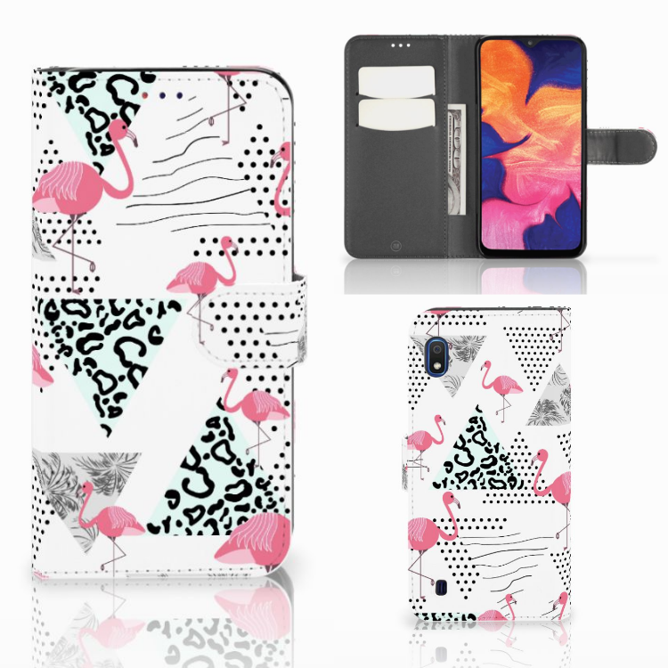 Samsung Galaxy A10 Telefoonhoesje met Pasjes Flamingo Triangle
