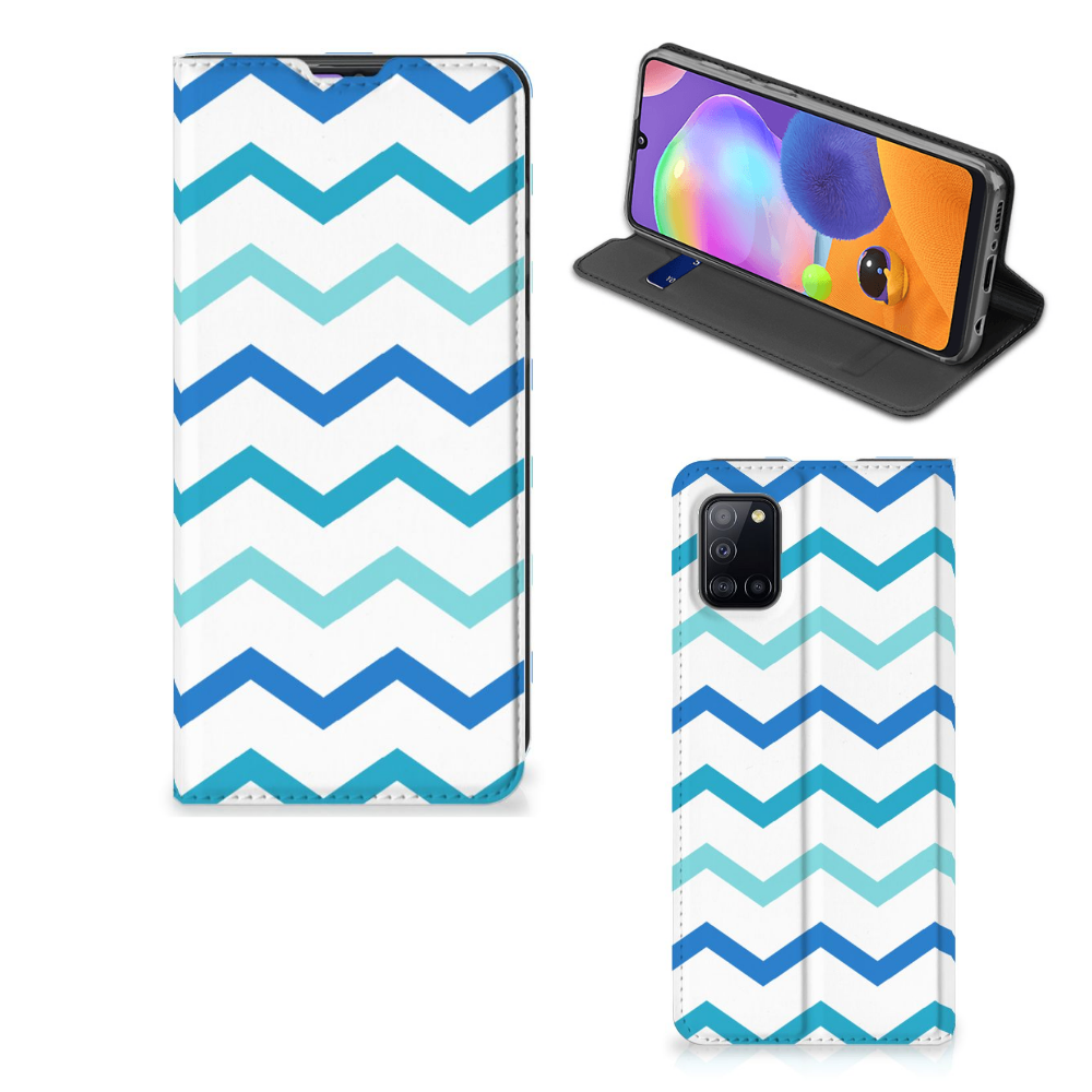 Samsung Galaxy A31 Hoesje met Magneet Zigzag Blauw - B2C Telecom