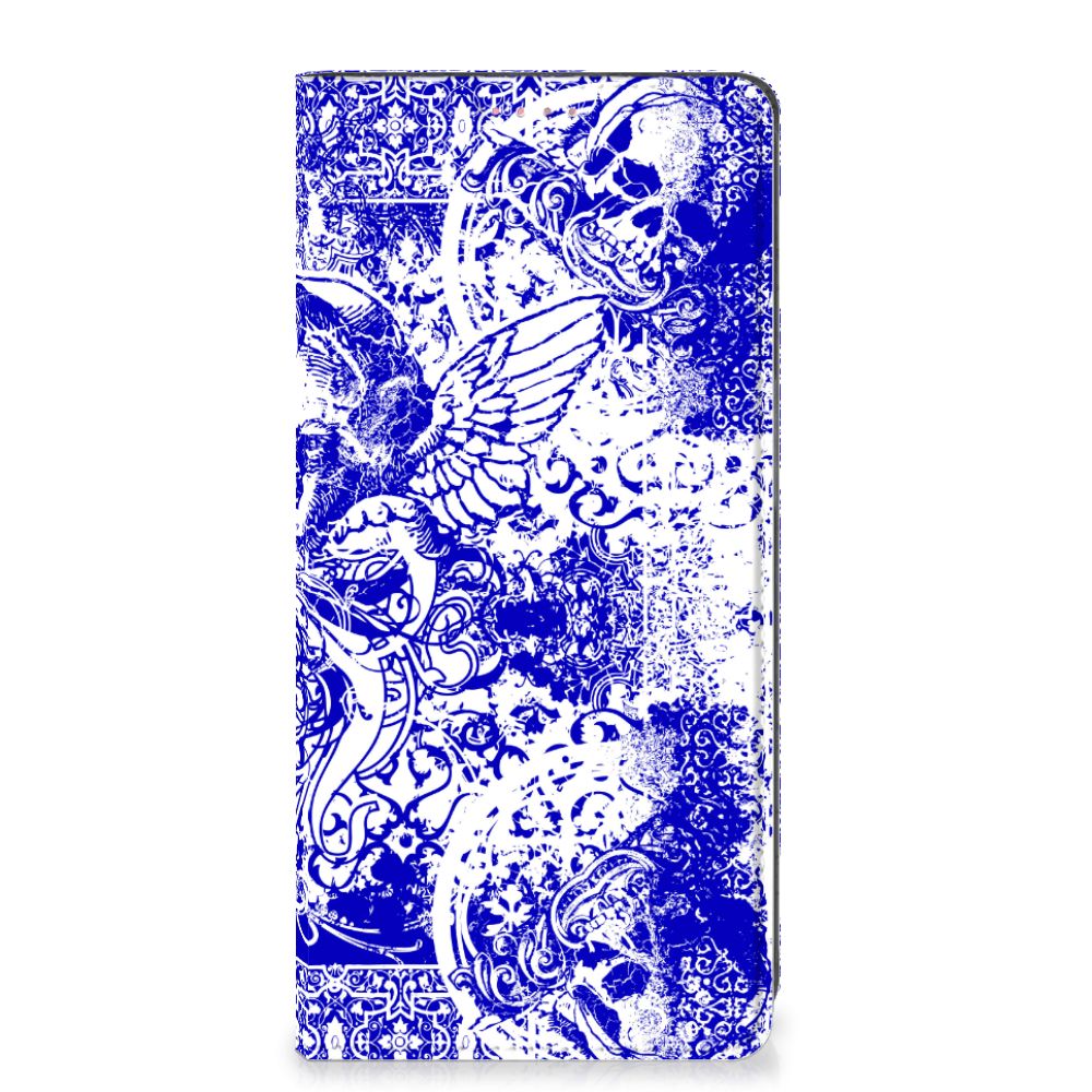 Mobiel BookCase OPPO A54 5G | A74 5G | A93 5G Angel Skull Blauw - B2C Telecom