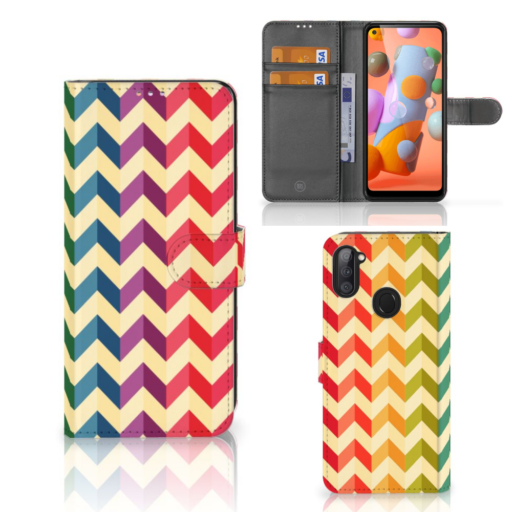 Samsung Galaxy M11 | A11 Telefoon Hoesje Zigzag Multi Color