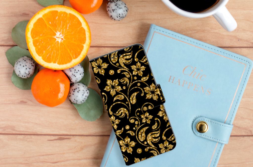 OPPO A91 | Reno3 Hoesje Gouden Bloemen