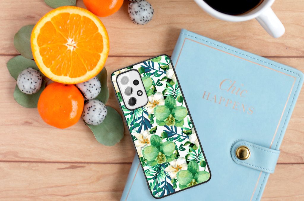 Samsung Galaxy A73 Bloemen Hoesje Orchidee Groen B2C Telecom