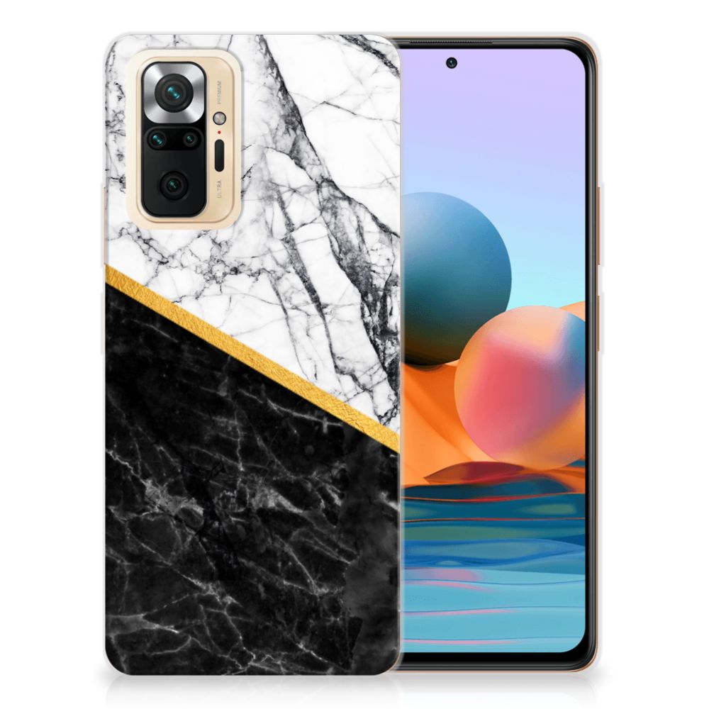 Xiaomi Redmi Note 10 Pro TPU Siliconen Hoesje Marmer Wit Zwart - Origineel Cadeau Man B2C Telecom