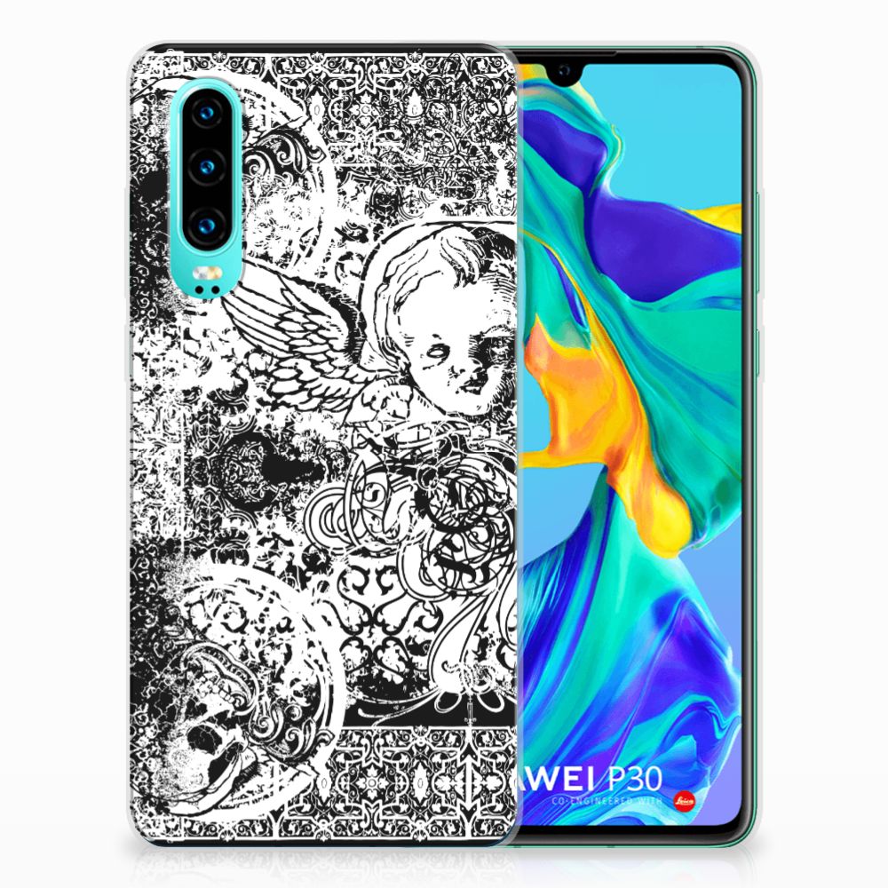Silicone Back Case Huawei P30 Skulls Angel