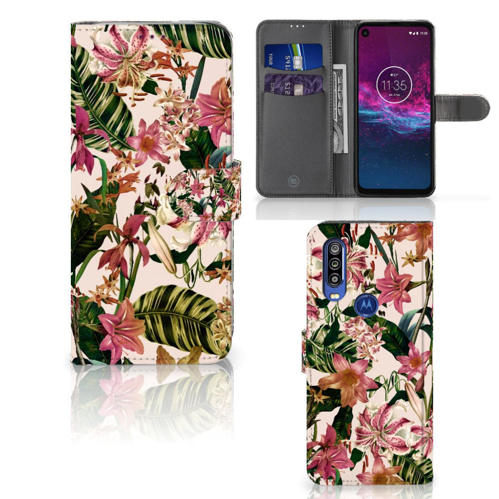 Motorola One Action Hoesje Flowers