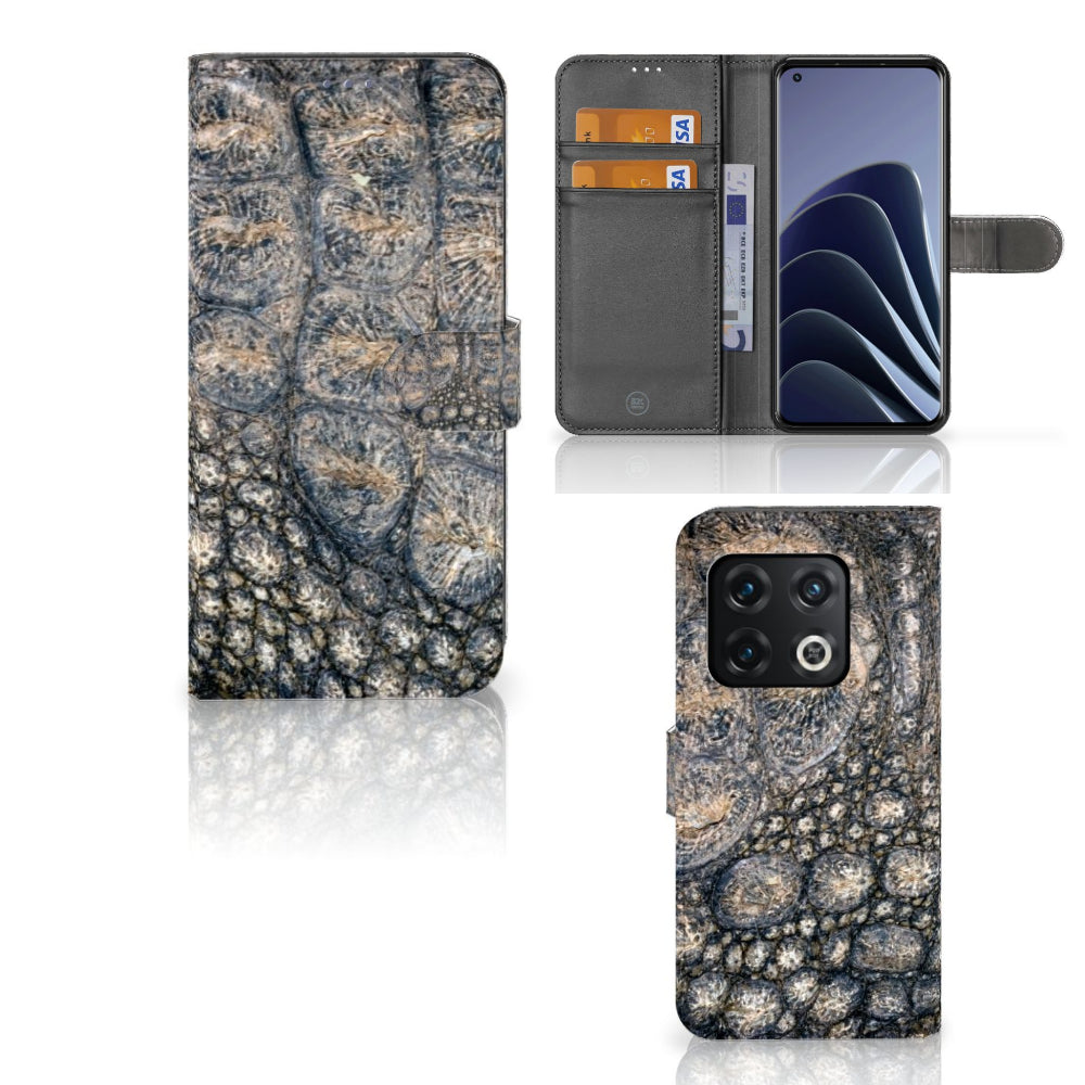OnePlus 10 Pro Telefoonhoesje met Pasjes Krokodillenprint