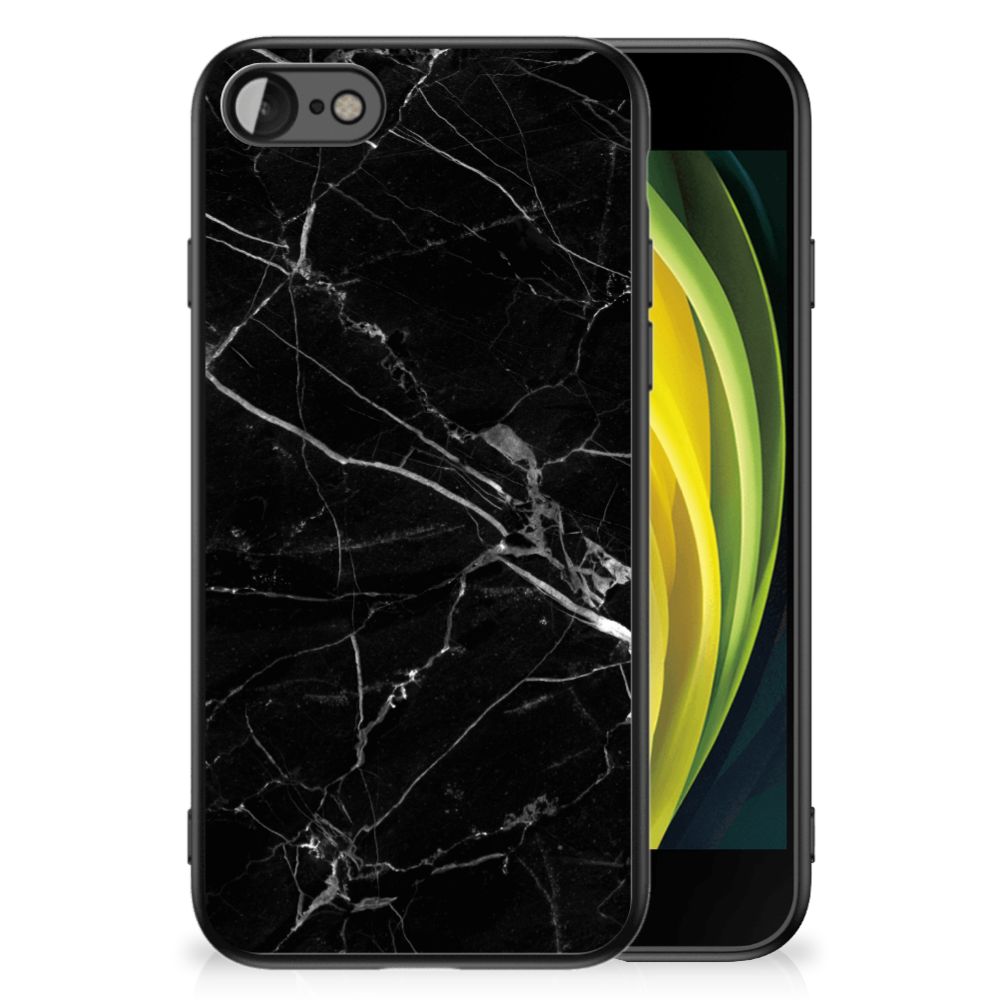 iPhone SE 2022 | SE 2020 | 7/8 Marmeren Print Telefoonhoesje Marmer Zwart - Origineel Cadeau Vader