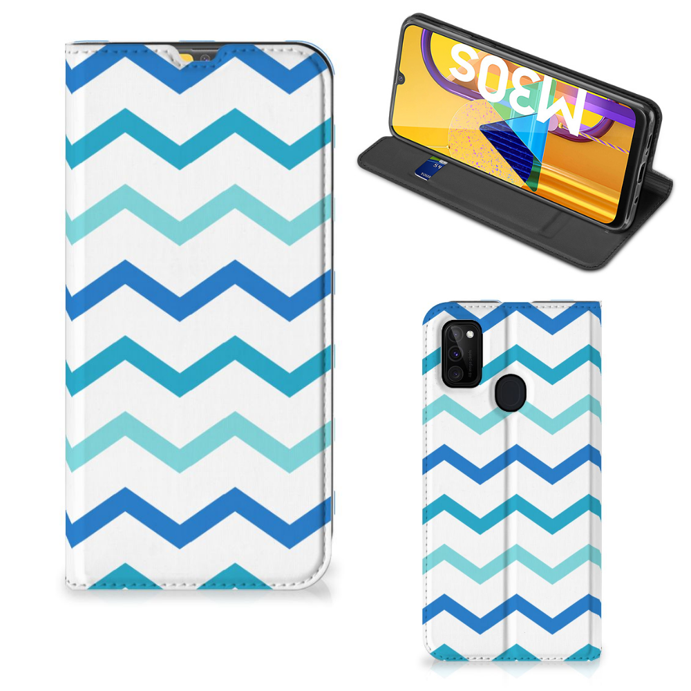 Samsung Galaxy M30s | M21 Hoesje met Magneet Zigzag Blauw - B2C Telecom