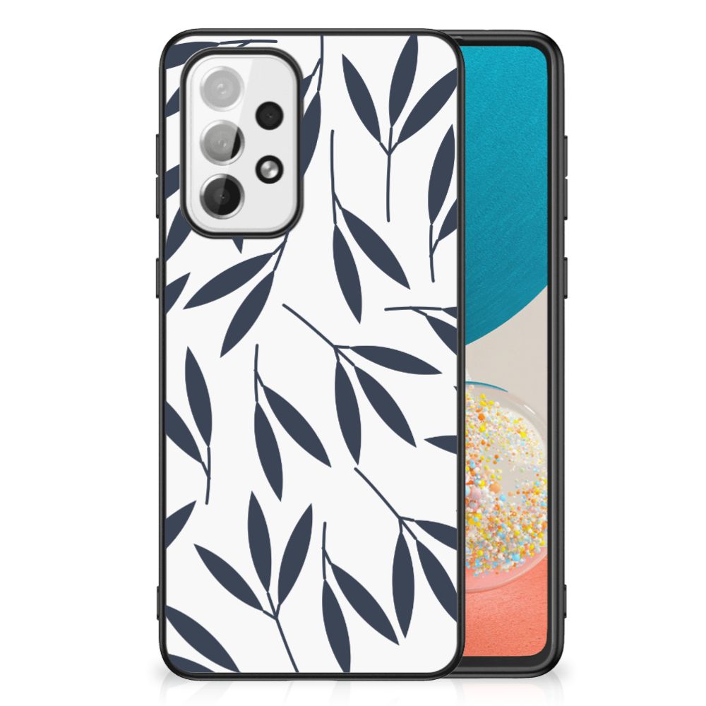 Samsung Galaxy A73 Bloemen Hoesje Leaves Blue B2C Telecom