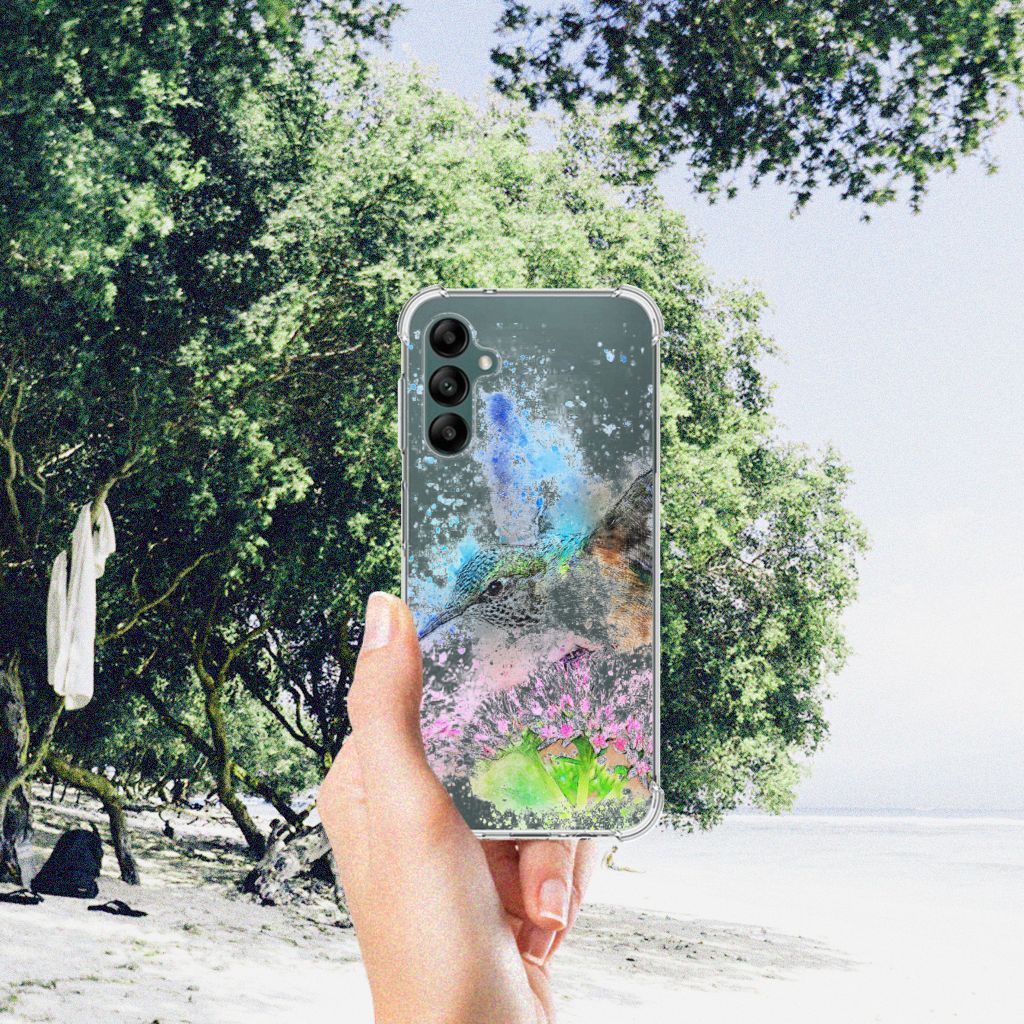Back Cover Samsung Galaxy A14 5G/4G Vogel met kleurrijk vogelontwerp op een strand.