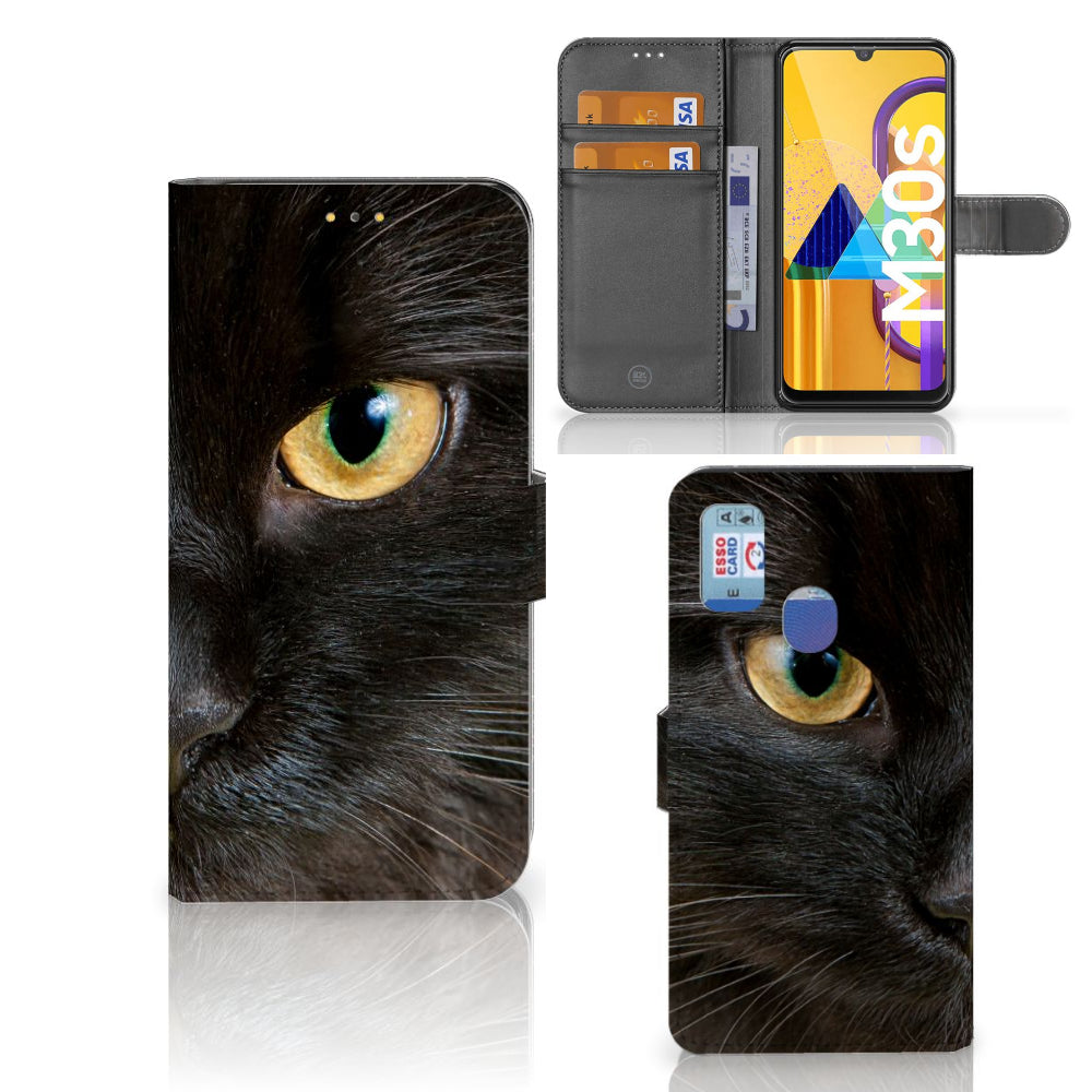 Samsung Galaxy M21 | M30s Telefoonhoesje met Pasjes Zwarte Kat