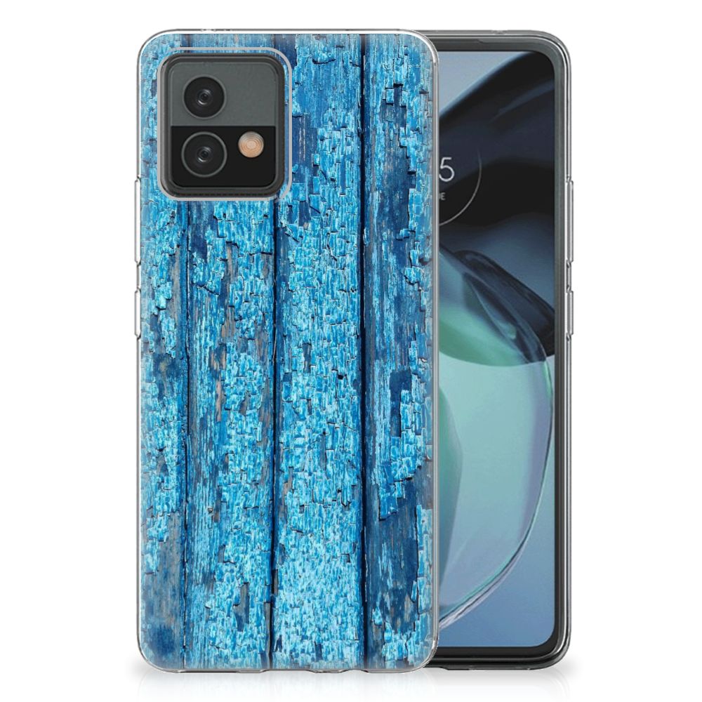 Motorola Moto G72 Bumper Hoesje Wood Blue