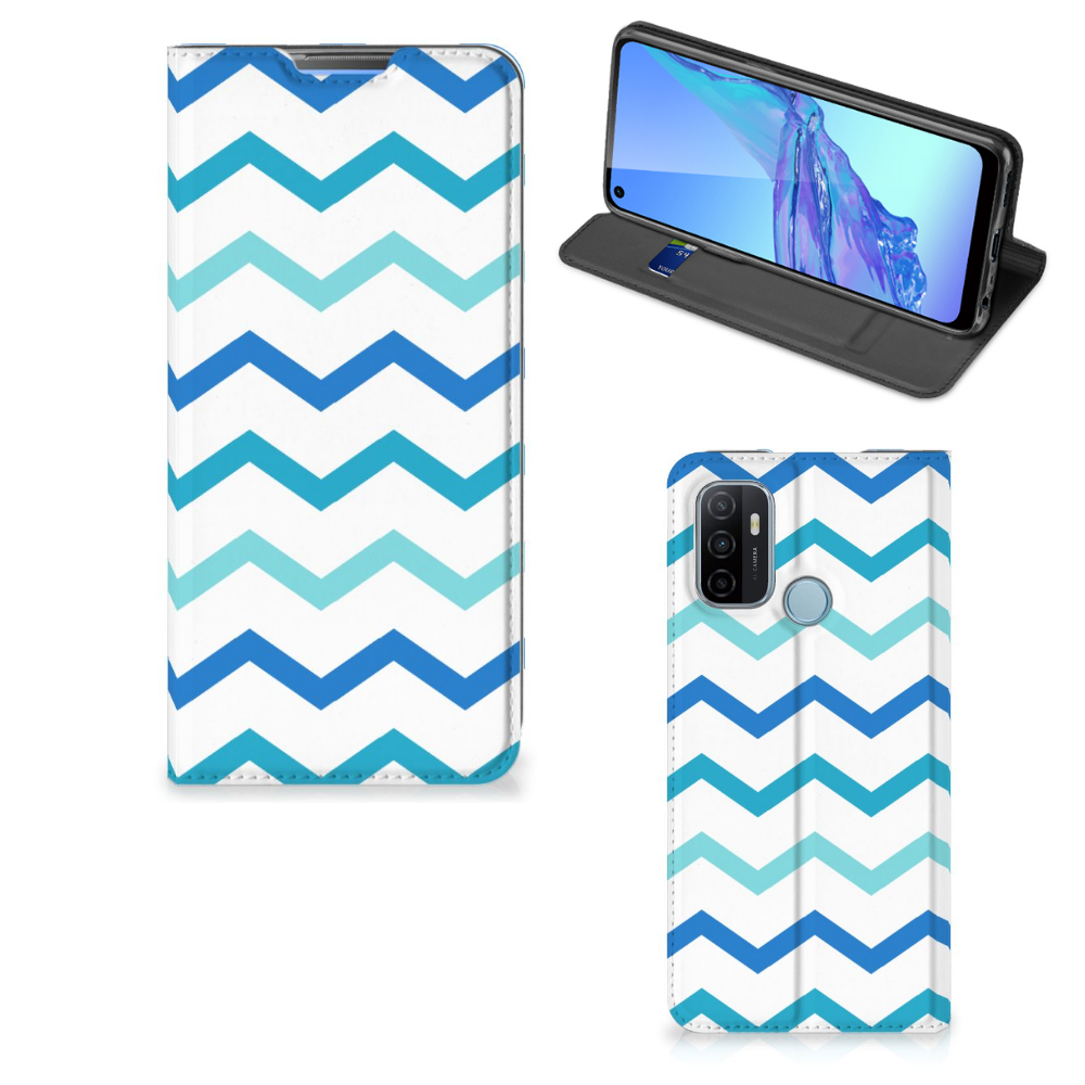 OPPO A53 | A53s Hoesje met Magneet Zigzag Blauw - B2C Telecom