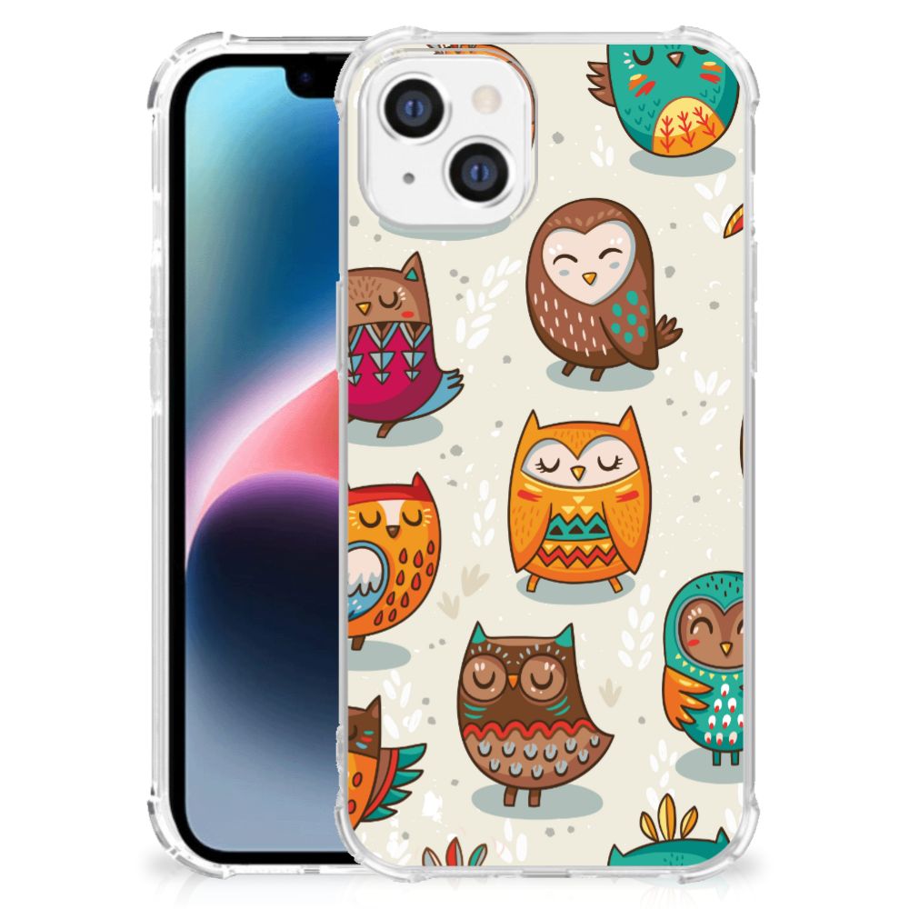 Apple iPhone 14 Plus Case Anti-shock Vrolijke Uilen