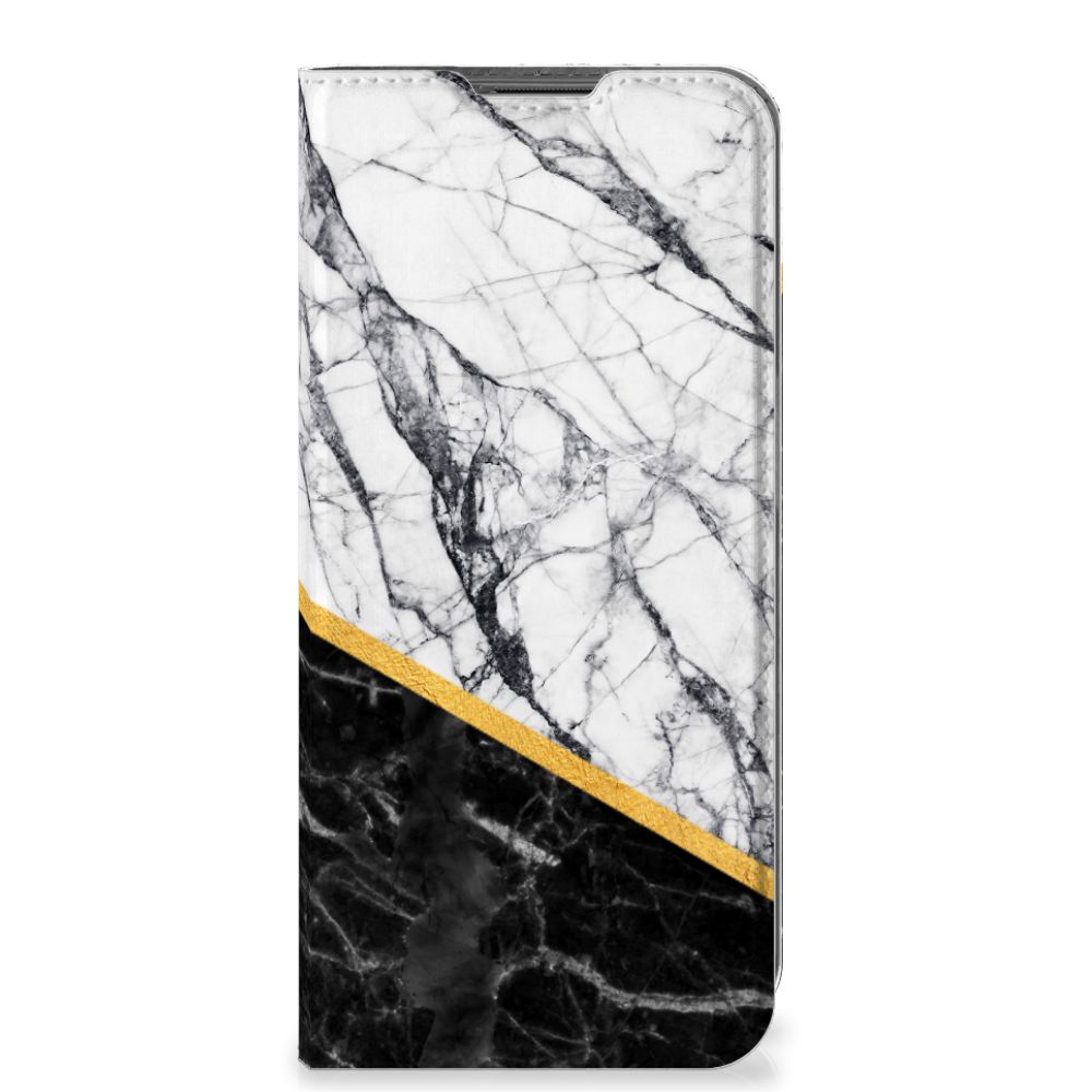 Nokia G11 | G21 Standcase Marmer Wit Zwart - Origineel Cadeau Man - B2C Telecom