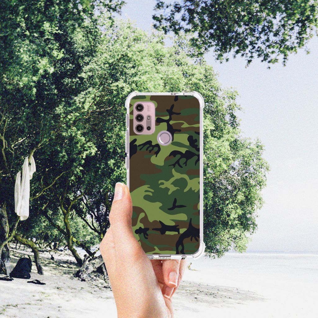Motorola Moto G30 | G20 | G10 Doorzichtige Silicone Hoesje Army Dark B2C Telecom