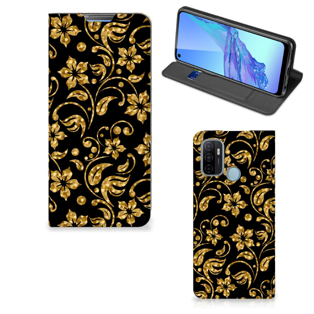 OPPO A53 | A53s Smart Cover Gouden Bloemen
