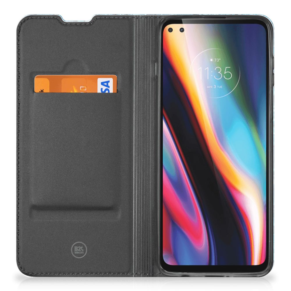 Motorola Moto G 5G Plus Book Wallet Case Wood Blue - B2C Telecom