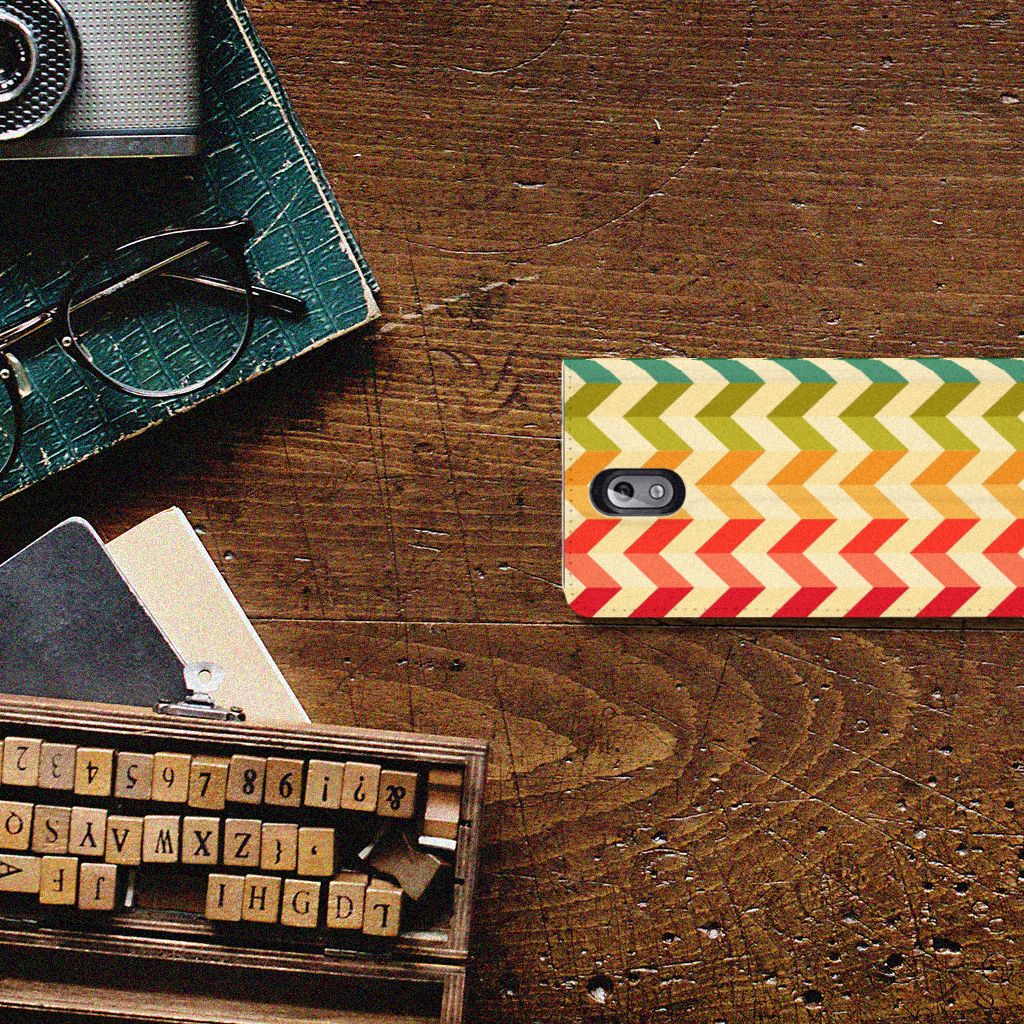 Nokia 3.1 (2018) Hoesje met Magneet Zigzag Multi Color