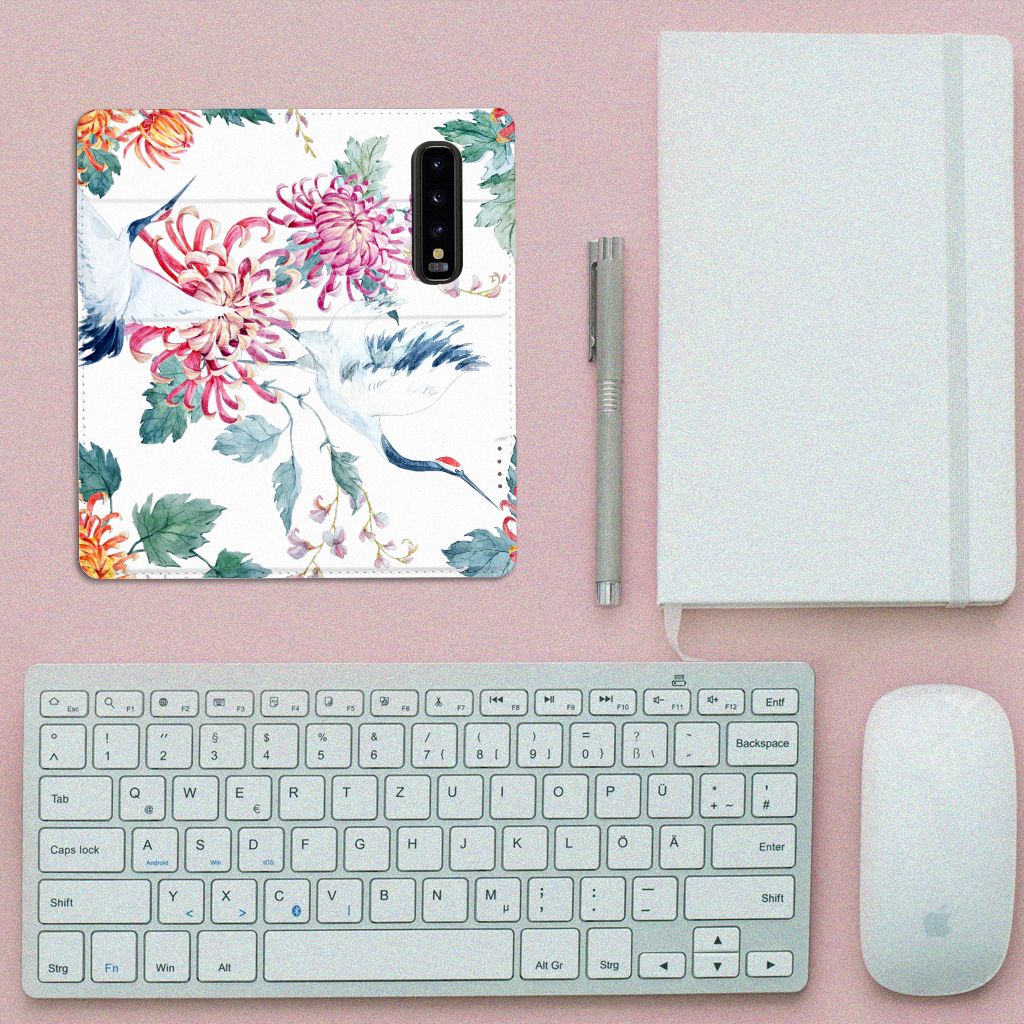 Samsung Galaxy S10 Hoesje maken Bird Flowers