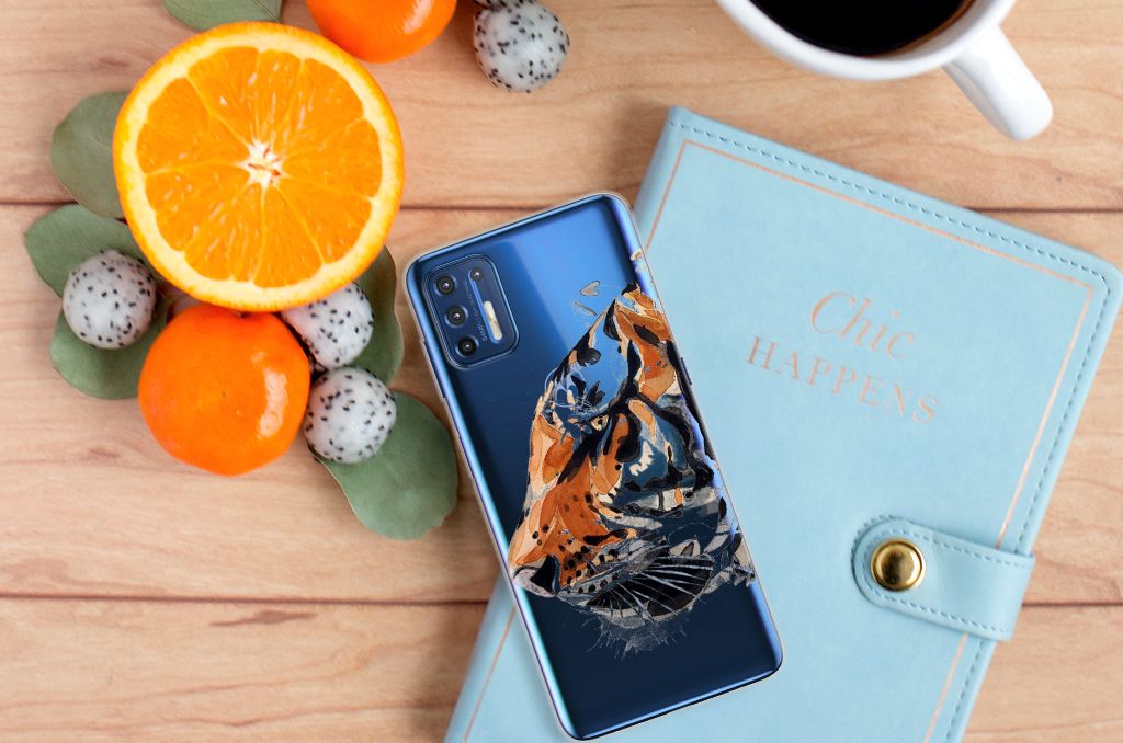Hoesje maken Motorola Moto G9 Plus Watercolor Tiger B2C Telecom