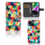 iPhone 15 Telefoon Hoesje Geruit met kleurrijk ruitjesdesign en ruimte voor 3 pasjes.