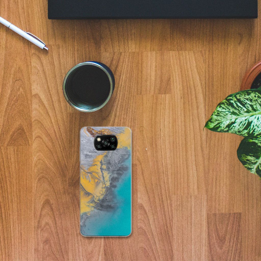 Xiaomi Poco X3 | Poco X3 Pro TPU Siliconen Hoesje Marble Blue Gold B2C Telecom