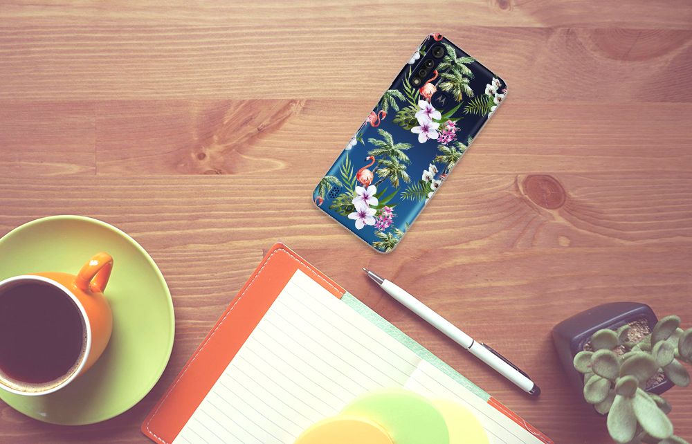 Motorola Moto G8 Power Lite TPU Hoesje Flamingo Palms B2C Telecom