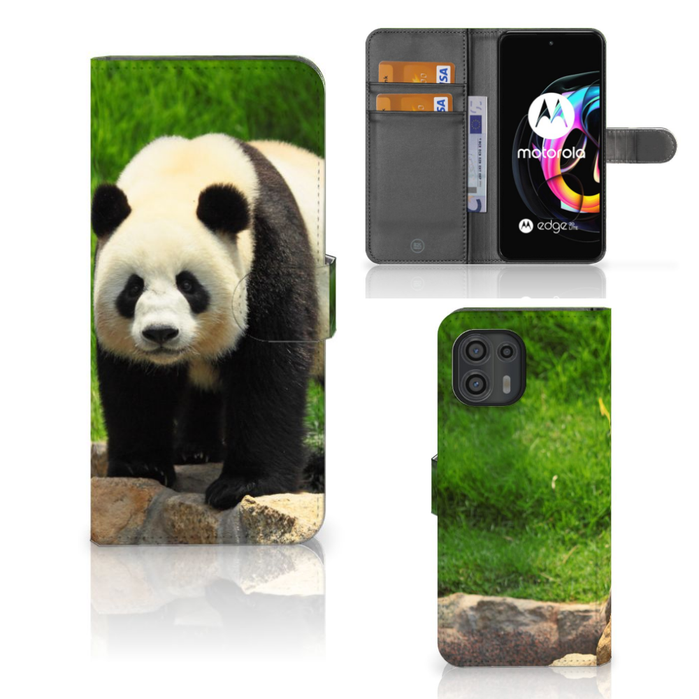 Motorola Edge 20 Lite Telefoonhoesje met Pasjes Panda