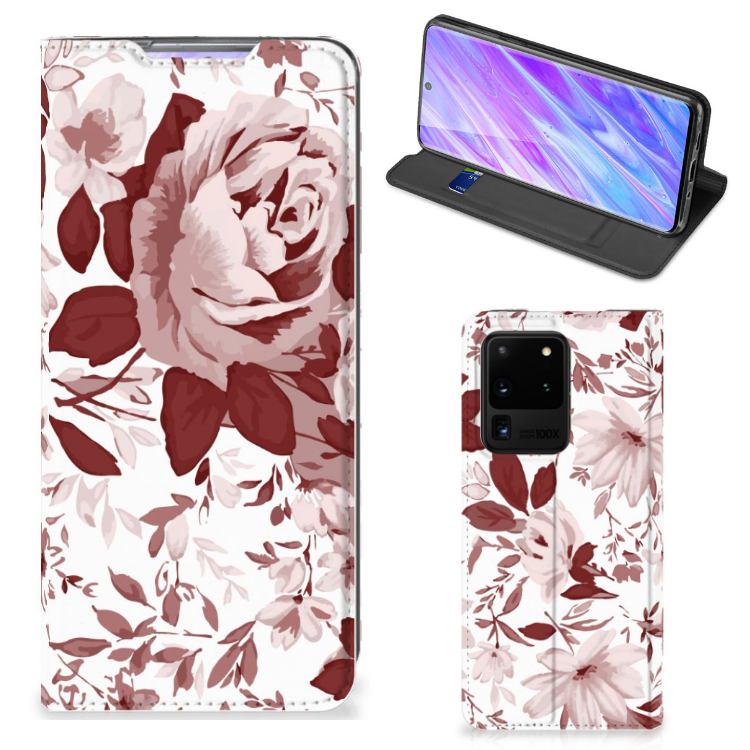 Bookcase Samsung Galaxy S20 Ultra Watercolor Flowers - B2C Telecom