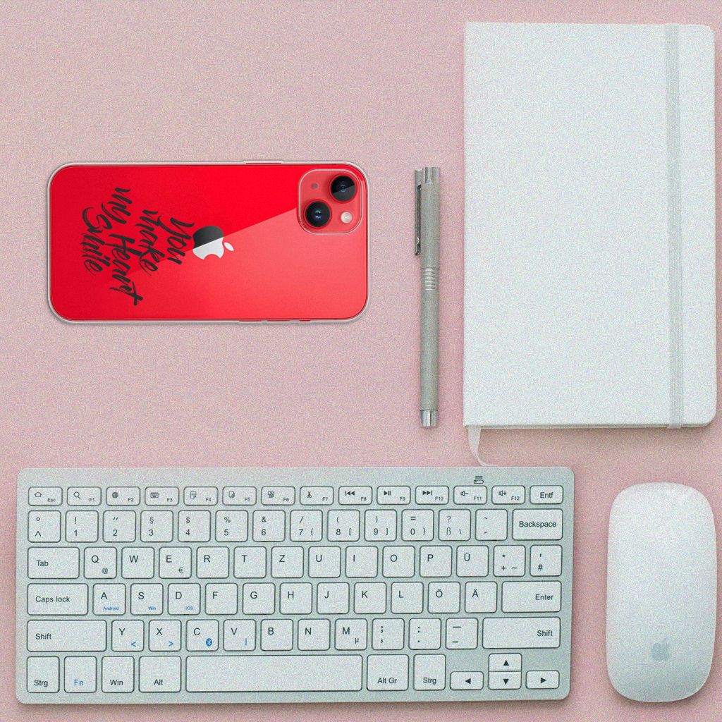 iPhone 14 Plus Siliconen hoesje met naam Heart Smile B2C Telecom