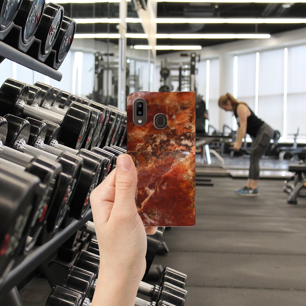 Samsung Galaxy A30 Standcase Marmer Bruin