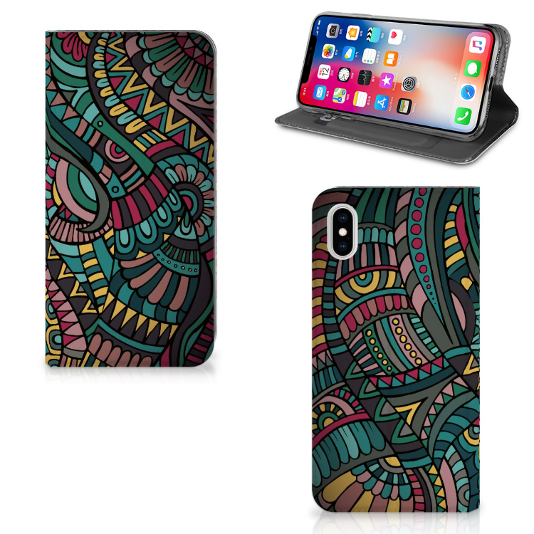 Apple iPhone Xs Max Hoesje met Magneet Aztec