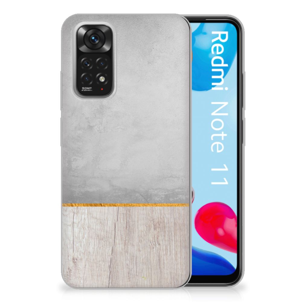 Xiaomi Redmi 10 | Redmi Note 11 4G Bumper Hoesje Wood Concrete B2C Telecom