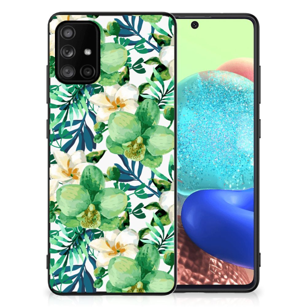 Samsung Galaxy A71 Bloemen Hoesje Orchidee Groen