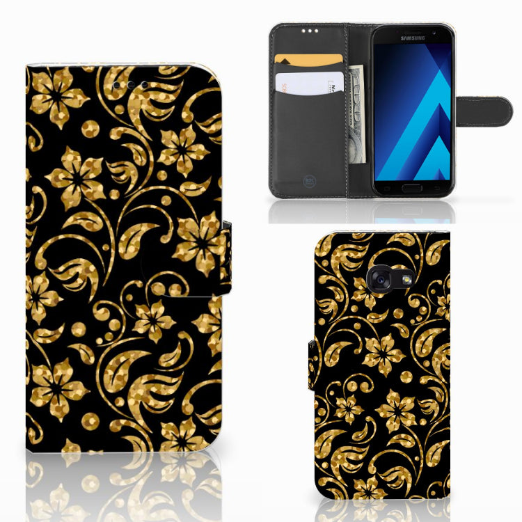 Samsung Galaxy A5 2017 Hoesje Gouden Bloemen