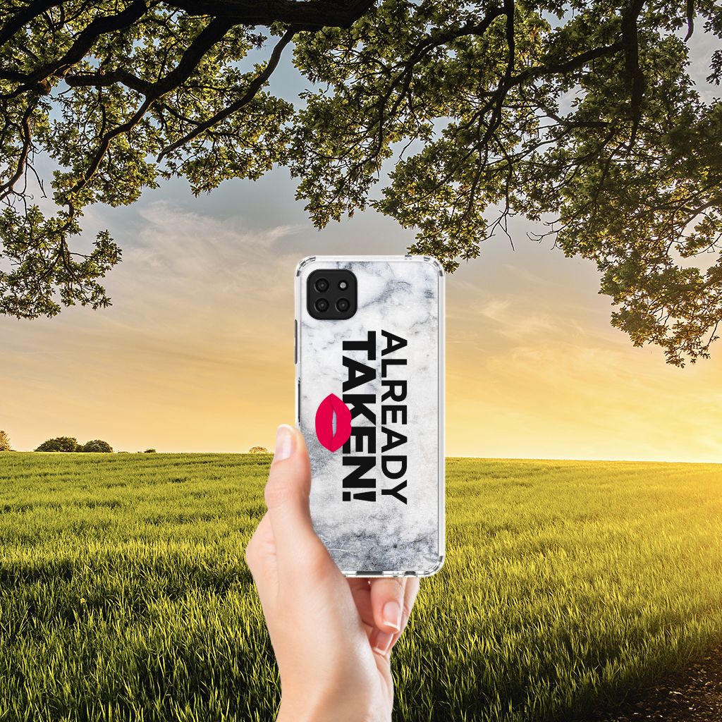 Samsung Galaxy A22 5G Telefoonhoesje met tekst Already Taken White B2C Telecom