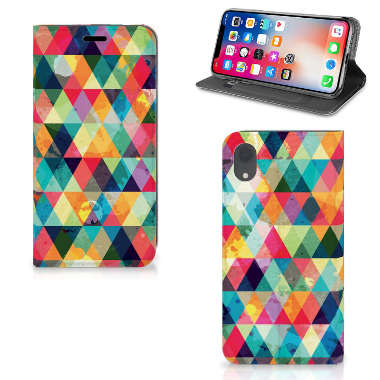 Apple iPhone Xr Hoesje met Magneet Geruit