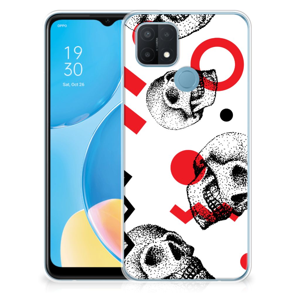 Silicone Back Case OPPO A15 Skull Red B2C Telecom