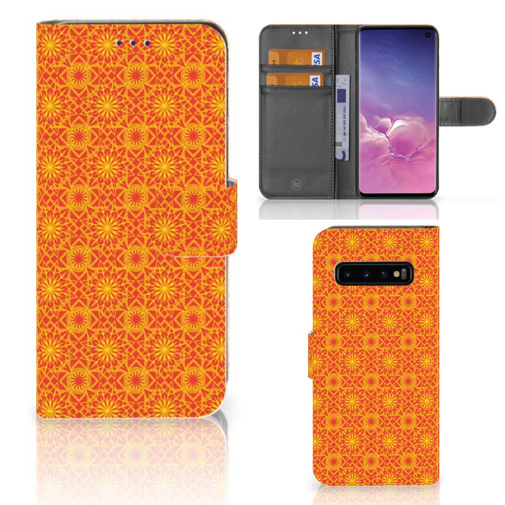 Samsung Galaxy S10 Telefoon Hoesje Batik Oranje