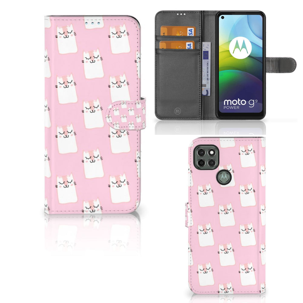 Motorola Moto G9 Power Telefoonhoesje met Pasjes Sleeping Cats