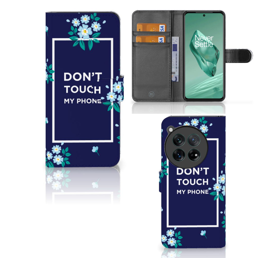 OnePlus 12 Portemonnee Hoesje Flowers Blue DTMP
