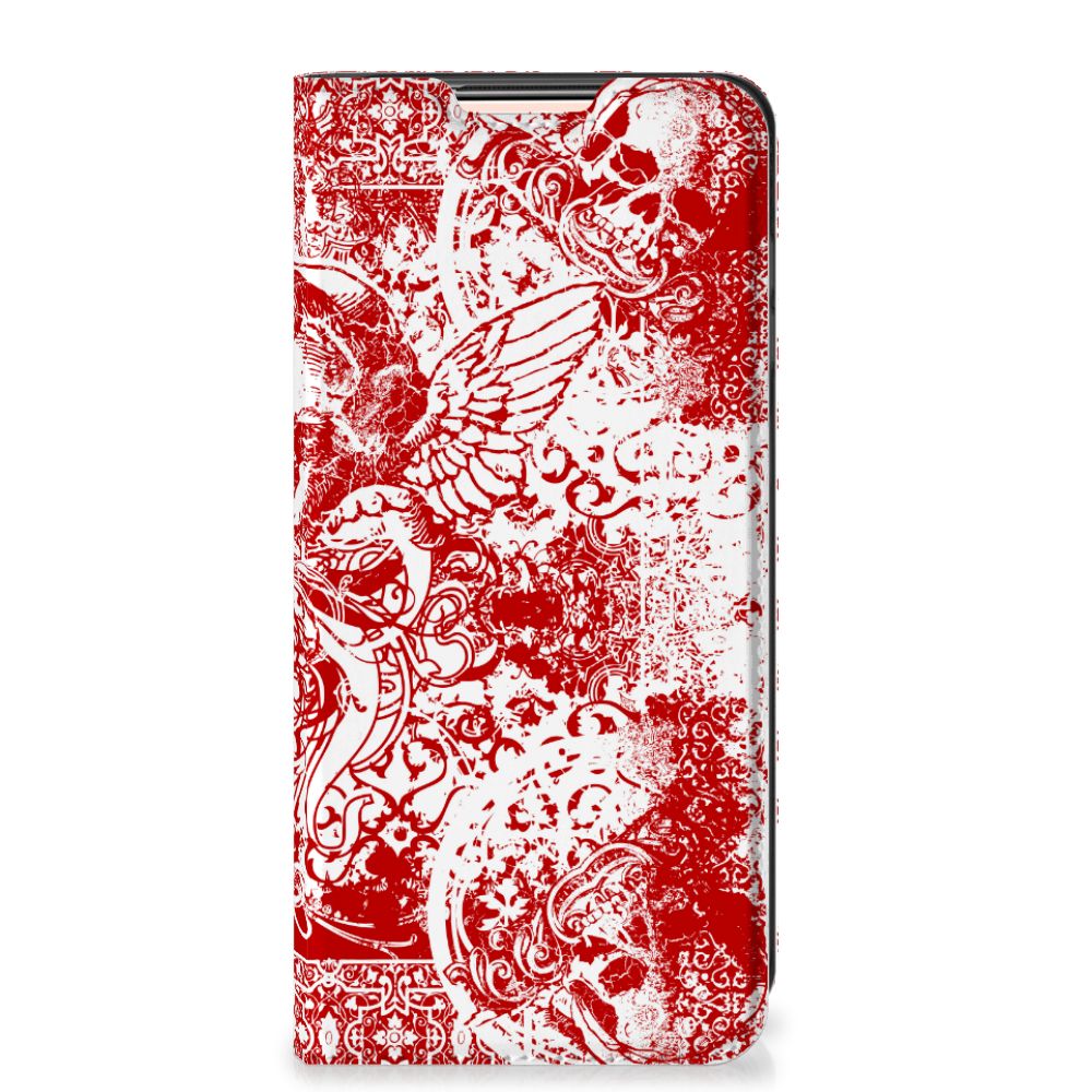 Mobiel BookCase Xiaomi Redmi Note 10/10T 5G | Poco M3 Pro Angel Skull Rood - B2C Telecom